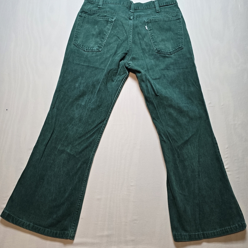 RARE Vintage White Tab Flare Levi's Size 14m Women Jade Green Brushed Cotton